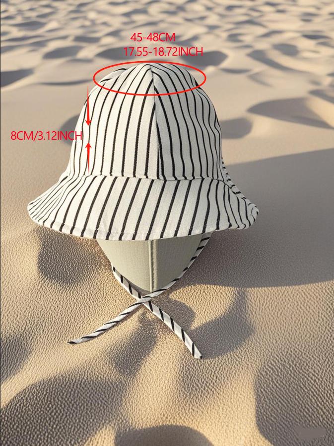 Jungen Kinder Gestreifte Schnürung Fischerhut Mädchen Baby Uni Lässig Sonnenschutzmütze Säugling Baumwollmützen Kind Winddichte Beanie Hüte
