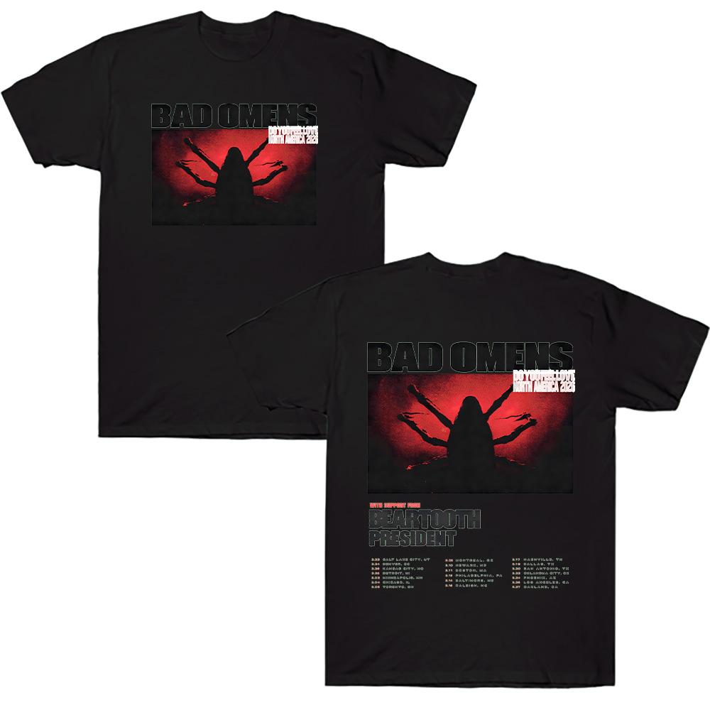 

Футболки Do You Feel Love Tour 2026 Футболки гурту Bad Omens Чоловічий Жіночий Модний Хіп-Хоп Вуличний Одяг з Коротким Рукавом Бавовняна Футболка S чорний