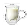 Yaratıcı Inek Çift Katmanlı Cam Kremalı Fincan 250 ml Güzel süt sürahisi Suyu Çay Kahve Fincanı Şeffaf Cam Kupa süt köpürtücü Sürahi