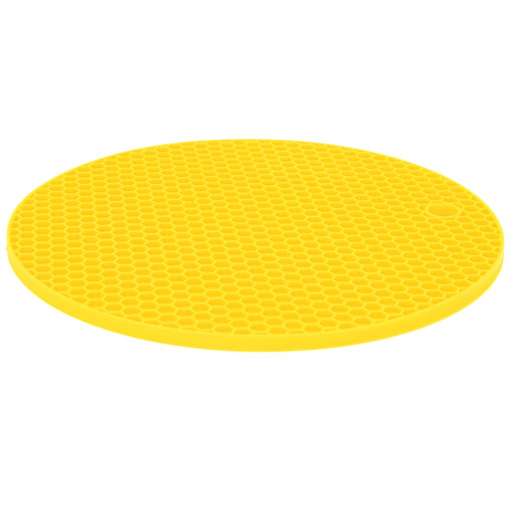 Rund Form Mat Livsmedelskvalitet Förtjockad Silikon Placemat Isolationsdyna Mikrovågsugnsmatta Gul