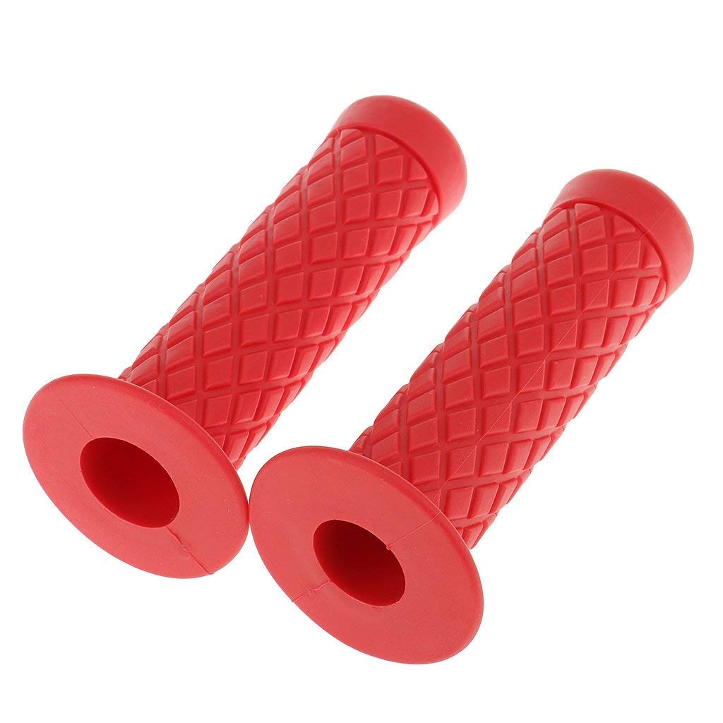 HANSWD 22mm Motorcycle Rubber Handle Grips Left and Right Set of 2 Corrosion Resistant Low Temperature (Red)