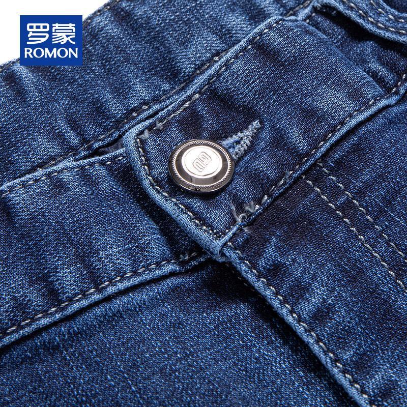 ROMON Men's Loose Straight-Leg Thick Autumn/Winter Jeans