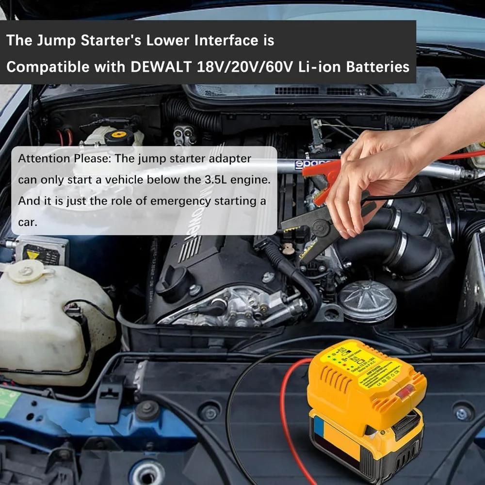 NEW Jump Starter Adapter for DeWalt 11V Battery Powered with Jumper Cable Clamps Portable Car Battery Charger Jump Starter
