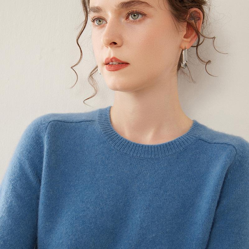 Women's Cashmere Saddle Shoulder Sweater - Thick Autumn/Winter Pullover