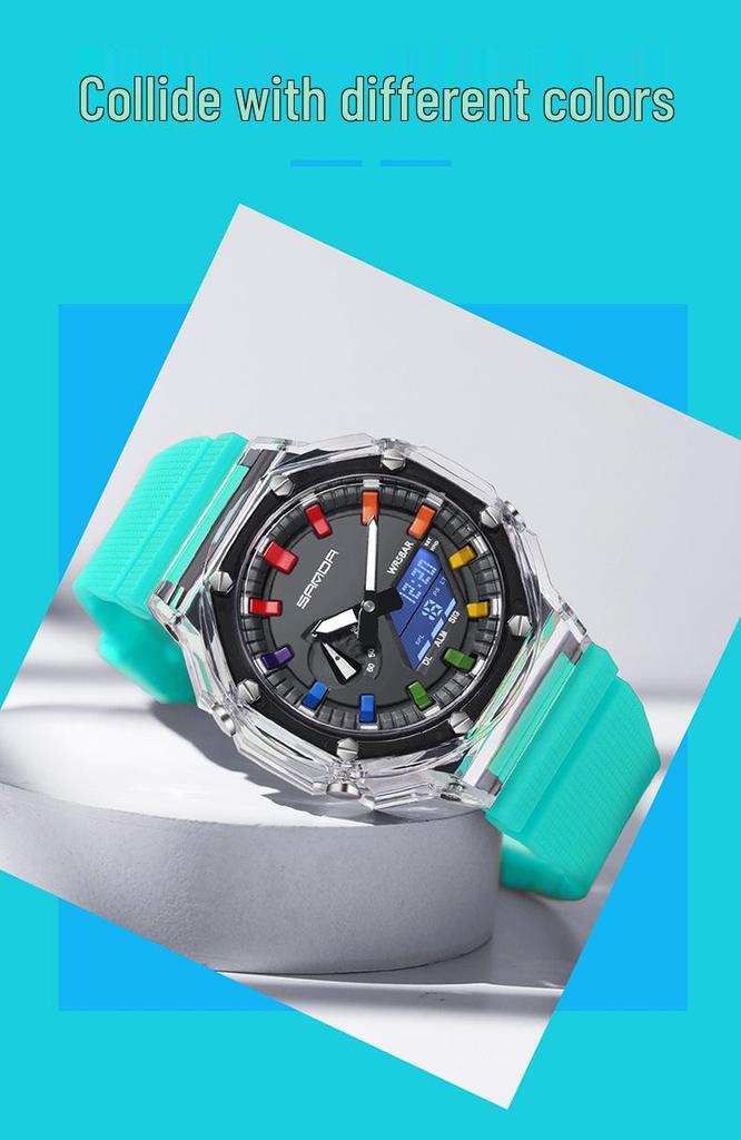 Unisex Transparent Octagonal Electronic Wristwatch: Multifunctional, Waterproof, Swimming-Compatible, Best-Selling Design