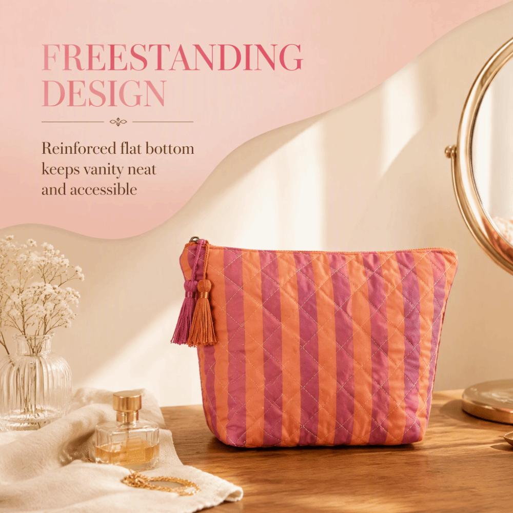 With Tassel Cosmetic Bag Striped Travel Pouch Multipurpose Toiletry Pouch  Bathroom