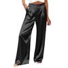 Pantalones de satén de pierna ancha para mujer de cintura alta, corte holgado, cierre de botón, elegantes pantalones de pierna recta para el uso diario