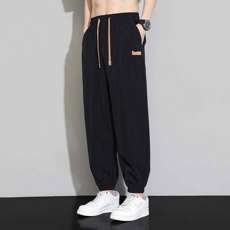 Ice silk straight-leg pants men's summer thin loose sports casual long pants pants wide-leg pants