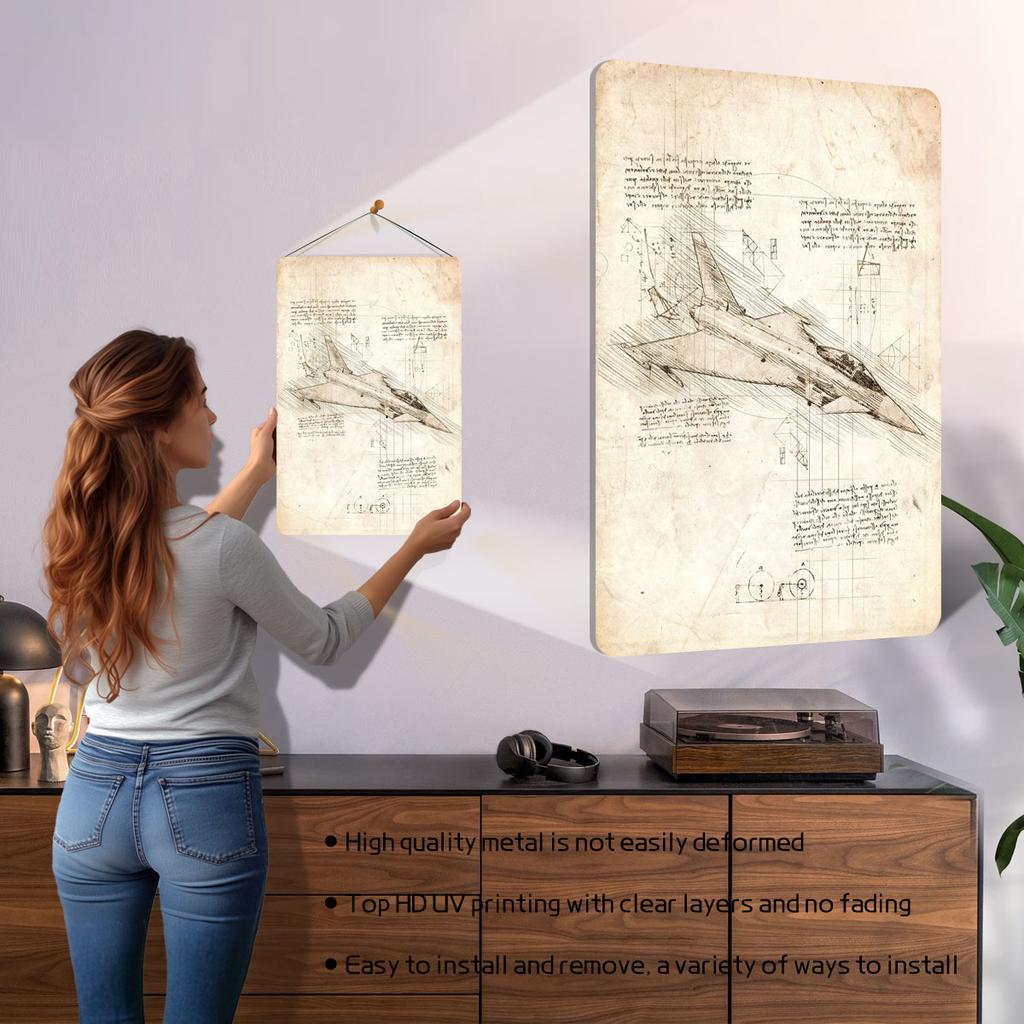 Eurofighter Typhoon Da Vinci Metal Poster Posters on the Wall Art Mural Customizable Metal Tin Signs for Wall Art Decoration