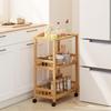 Kitchen Cart Rolling Cart with 3 Levels, Serving Cart with Storage Kitchen Shelf on Casters, for Kitchen Bathroom Office Natural Wood
