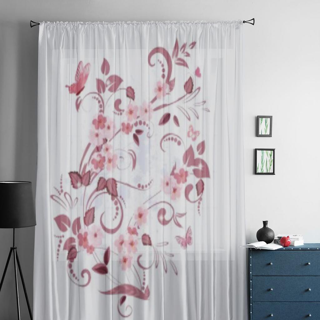 Vintageowe Kwiatowe Przezroczyste Zasłony do Salonu Przezroczysty Tiul Dekoracje Okienne Sypialnia Kuchnia Wystrój Domu Woal Zasłony