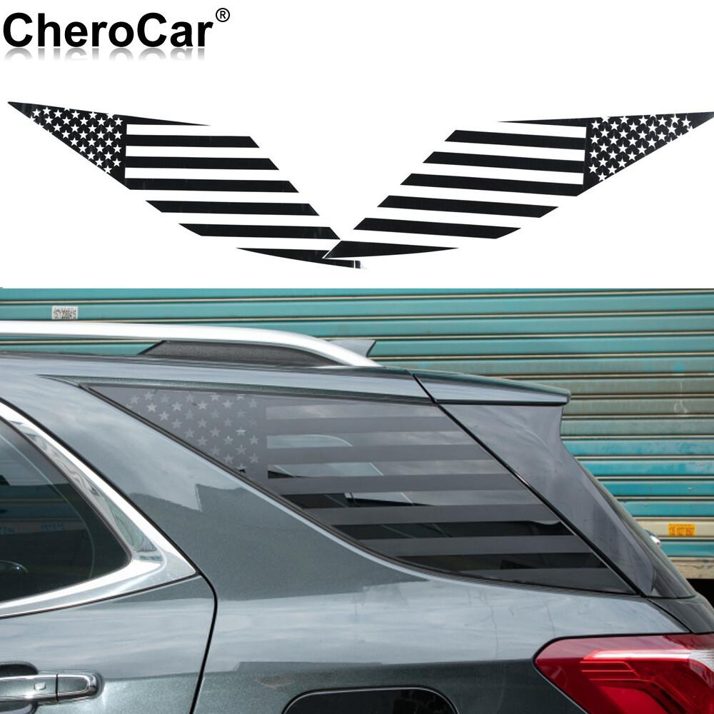 Black Rear Quarter Window Trim Sticker Decal For Chevrolet Equinox 2017+ US Flag