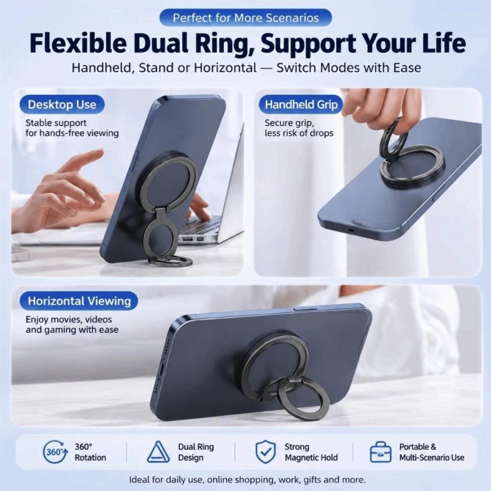 Foldable Magnetic Phone Ring Holder Double Sided Magnetic Mobile Phone Ring Stand  Cellphone