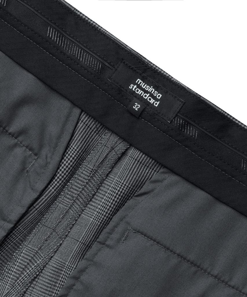 MUSINSA STANDARD Glen Check Wide Hidden Banding Slacks [Medium Gray]