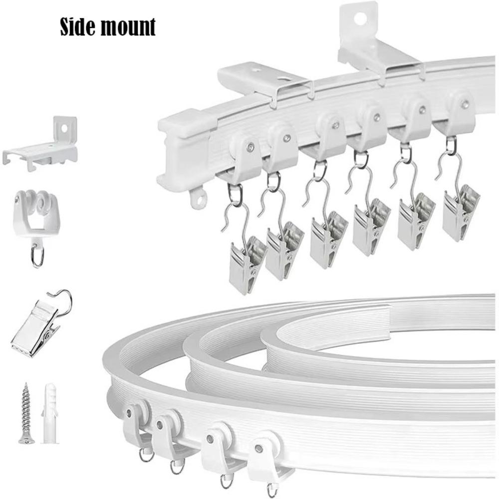 

Гибкий сгибаемый карниз для штор 2/3 м, прочный карниз для штор, крепление на потолок и стену 2m-White-Side mount