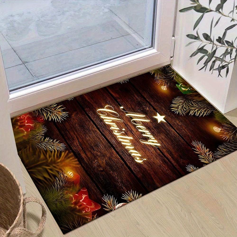 

1pc Christmas Themed Rug, Merry Christmas Print, Bedside Carpet, Non slip Laundry Room Mat, Machine Washable Water Absorbing Entrance Door M 60cm by 90cm