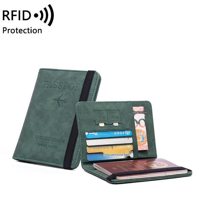 Anti-Magnetic RFID Passport and Card Holder - Multifunctional Bifold PU Cover for Travel Documents