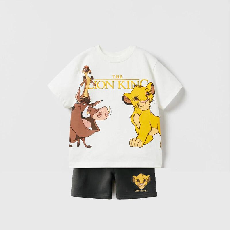 Children's Short-sleeve Set, Casual Loose Round-neck Top, Two-piece Set, Outdoor Clothing, Cartoon T-shirt