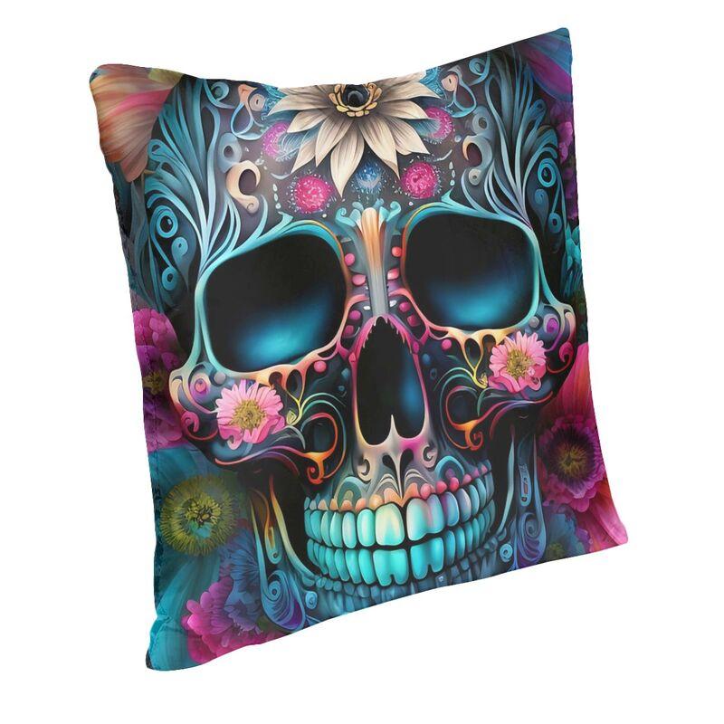 Day Of The Dead Sugar Skull Square Pillowcover Decoration Cushion Cover Throw Pillow for Sofa Doublesided Printing