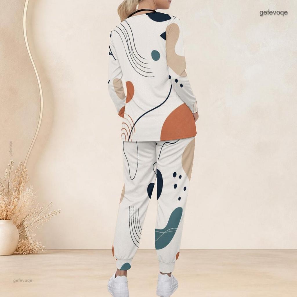 Women Plus Size Printed Nurse Scrub Set V Neck Long Sleeve Pocket Top And Long Pants