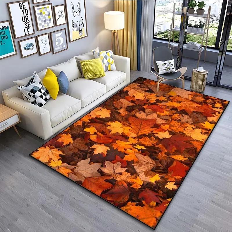 

Autumn Leaves Pattern Area Rug for Living Room Bedroom Bedside Non-Slip Floor Mat Nature-Inspired Home Decor 80x120cm