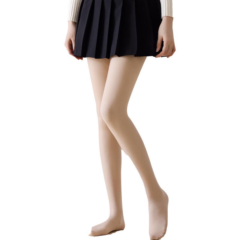 Women's Black Silk Double-Layer Plus Velvet Pantyhose for Autumn/Winter