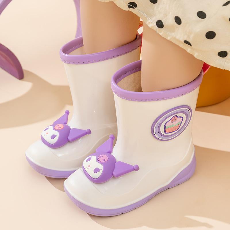 Children's Rain Boots Girls Kindergarten Kuromi Cartoon Cute Cinnamoroll Baby Rain Boots Girls Water Shoes