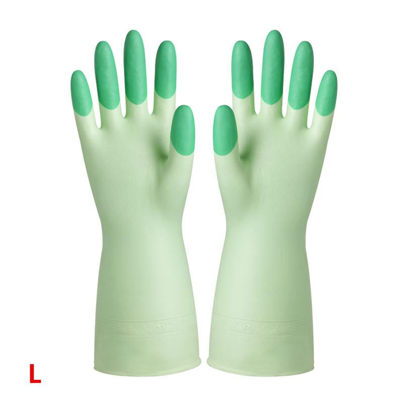 

Silicone Dishwashing Cleaning Gloves Kitchen Supplies Anti Slip Convenient Long Dishwashing Gloves Reusable Durable Household L зелений