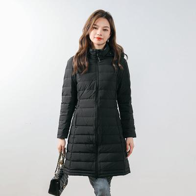 Winter Siyu Women's Hooded Seamless Down Jacket - Medium-Long, Plus Size, 90% Velvet
