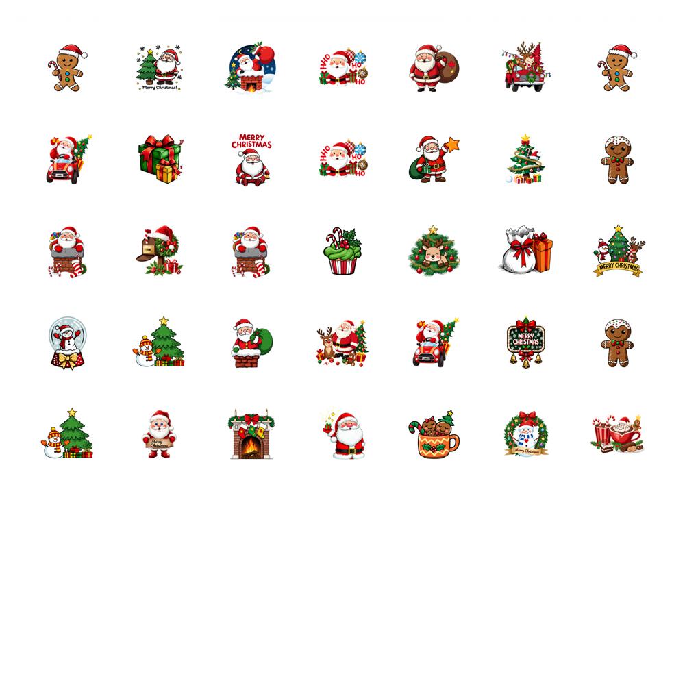 35pcs-70pcs Joyful Santa Claus Stickers Cartoon Christmas Teacher Reward Stickers Stickers For DIY Phone Laptop
