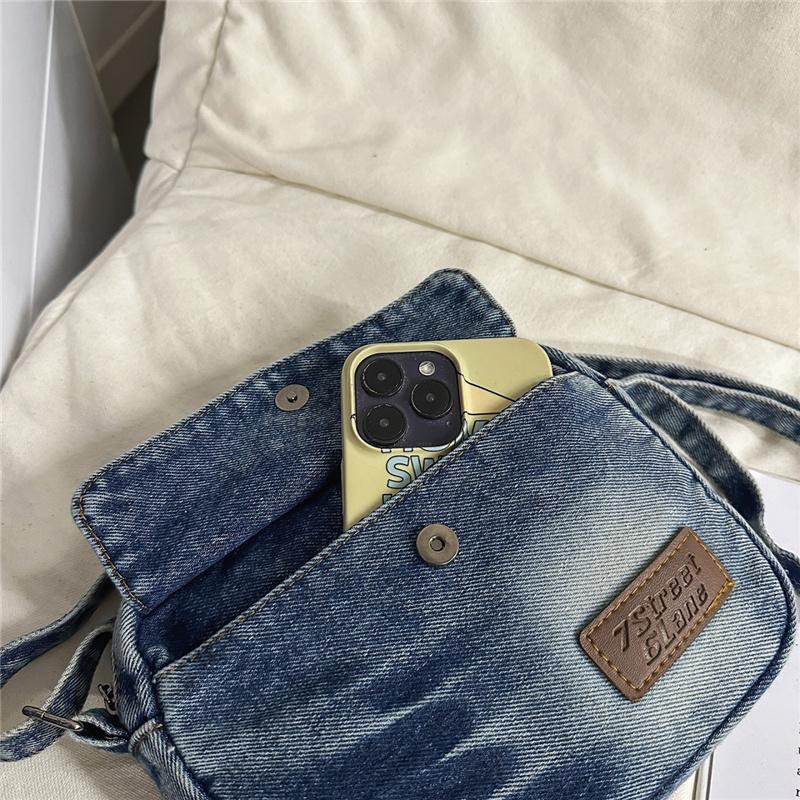 Denim Mobile Phone Bag Letter Shoulder Crossbody Bag