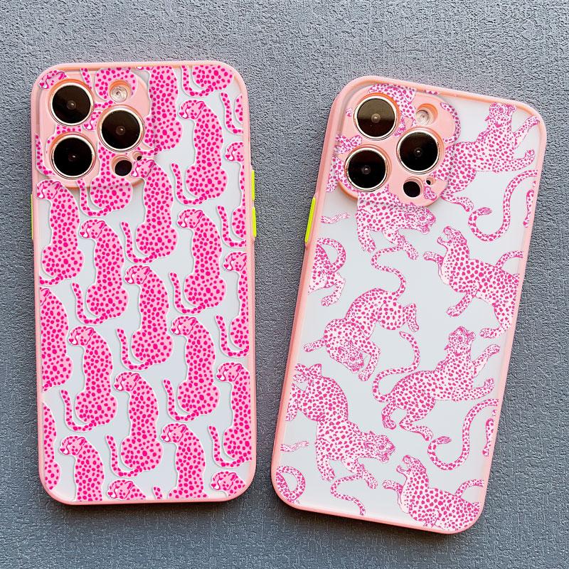 Pink Leopard Print Pattern Phone Case For iPhone 16 15 Pro Max Plus 17 Pro Max 14 13 Mini 12 11 Pro Max Shockproof Back Covers