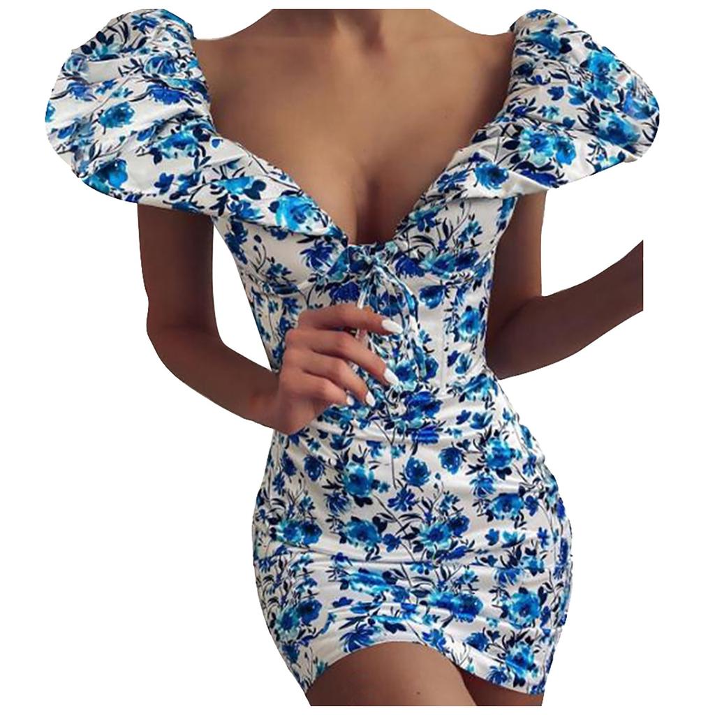 Summer Women's Fashion Sexy Printed Brassiere Hip Slim Temperament Dress