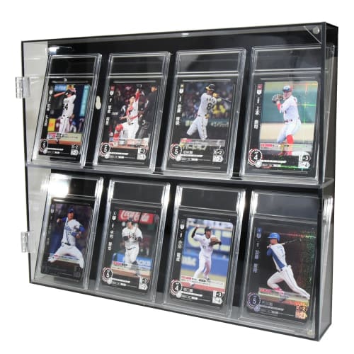 Trading Card Storage Display Case, 4 Columns x 2 Columns, Wall-Mountable/Tabletop, UV Protection, Holds 8 Trading Cards