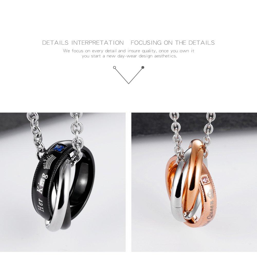 Pair Pink 18K Couple Gift [Rockyu] Necklaces, Rings, Women's, Men's, Titanium, 2-Row Ring, Gold, Gold, Black, 3-Row Ring, Pendant, Style, Valentine's