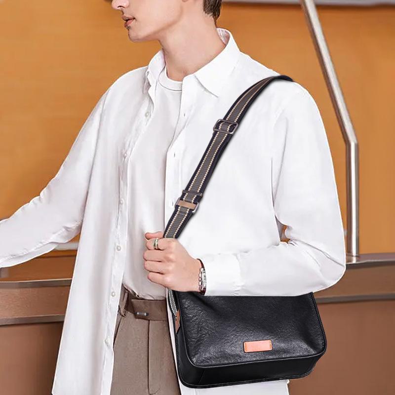 Men's Genuine Leather Casual Messenger Shoulder Bag - Trendy, First Layer Cowhide, Small Commuter Style