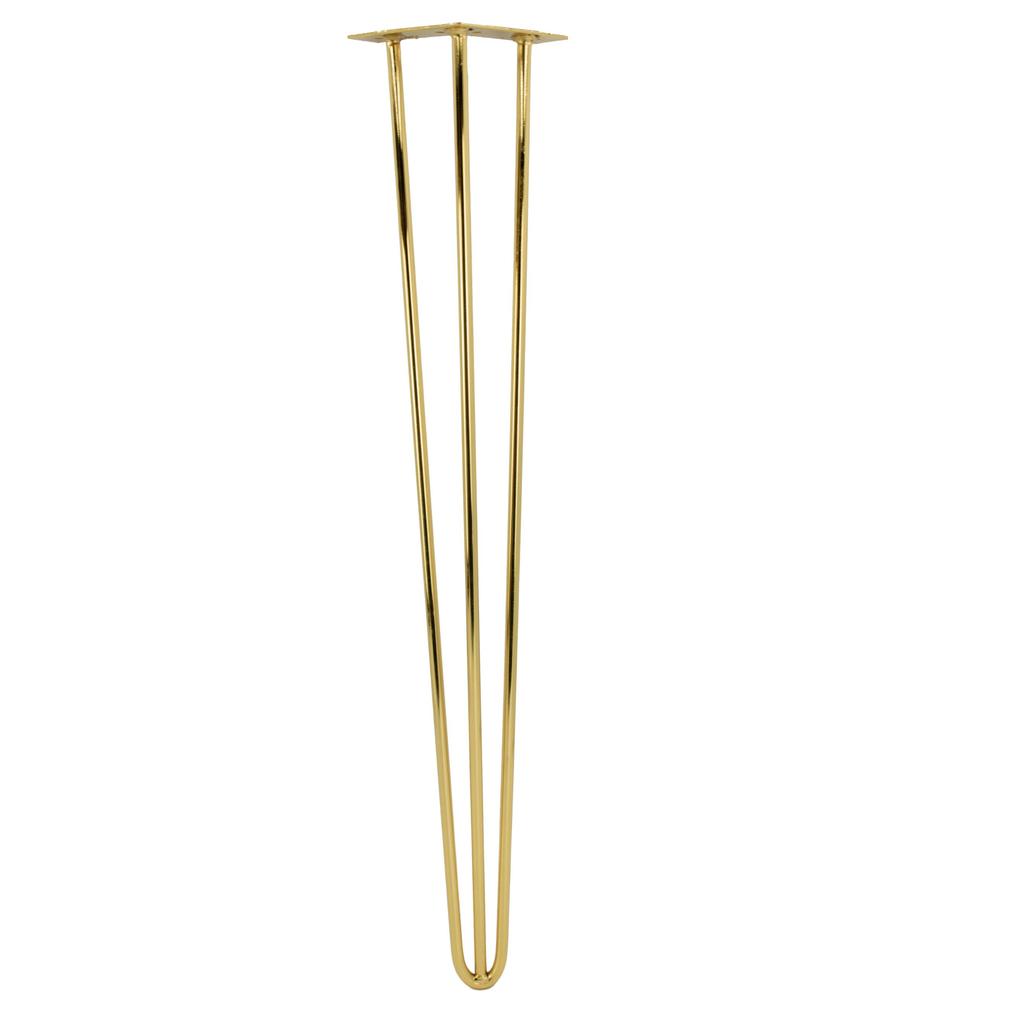 Hairpin furniture leg, height 71 cm, 3 rods gold chrome
