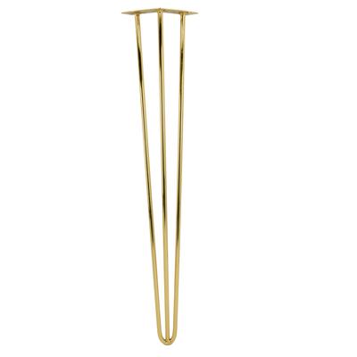 Haarnadelmöbelfuß, Höhe 71 cm, 3 Stangen Gold-Chrom