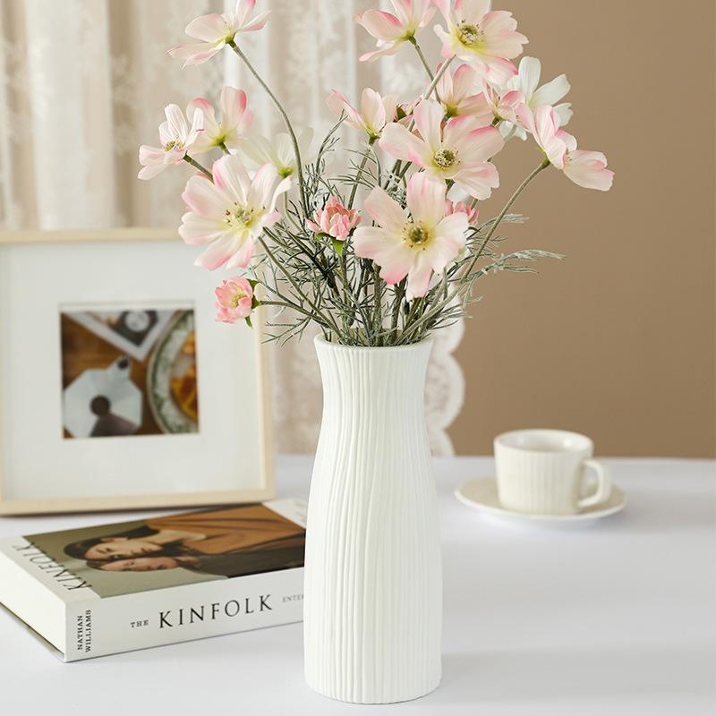 1 Pezzo Vaso da Fiori Moderno Cesto Bianco in Plastica Ornamento Decorativo per Casa Nordica Soggiorno Composizione Floreale