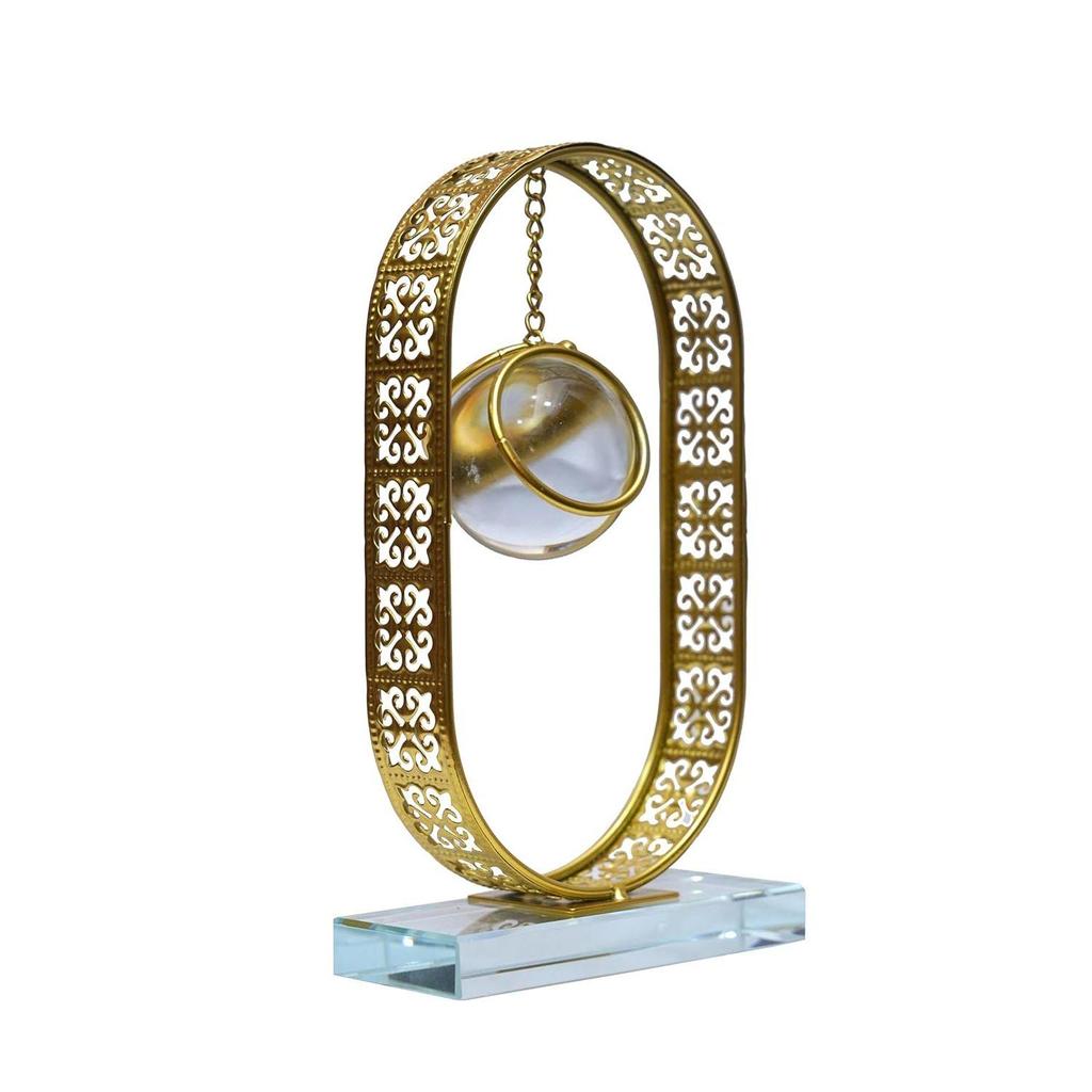 Clear Crystal Ball with Stand, Light Luxury Crystal Sphere for Gift, Gold Art Deco for Photography Ornaments, Bookcase, Wedding, Party