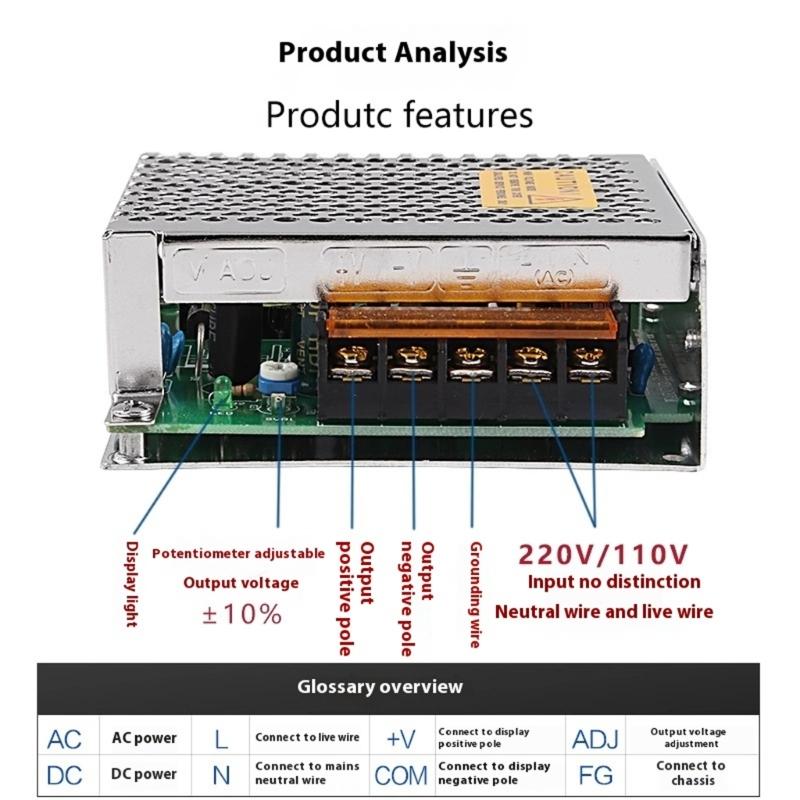 25W 24V 1.1A Switching Power Supply With Overload Protections Compactly Design For Industrial Equipment And Home Appliances