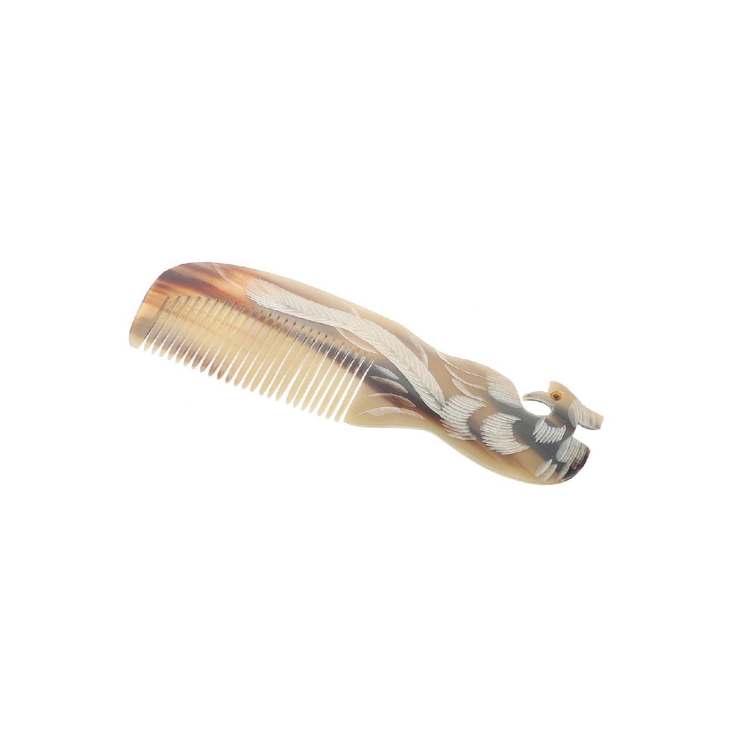 

Natural Bone Comb Beef Horn Hair Comb, Genuine Handmade Peacock Model Kt -113 - 18 Cm