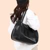 Solid Color PU Large Capacity Casual Tote Bag Daily Commute Waterproof Durable Shoulder Bags 2026 High Quality Versatile Bags