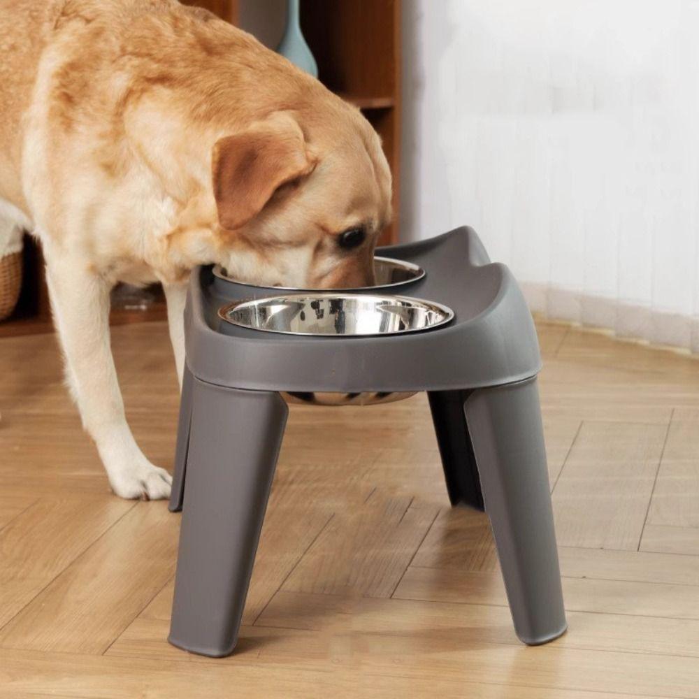 Double Bowl Cat High Foot Bowl Large Capacity Pet Drinking Feeder Dog Bowl  Water Container