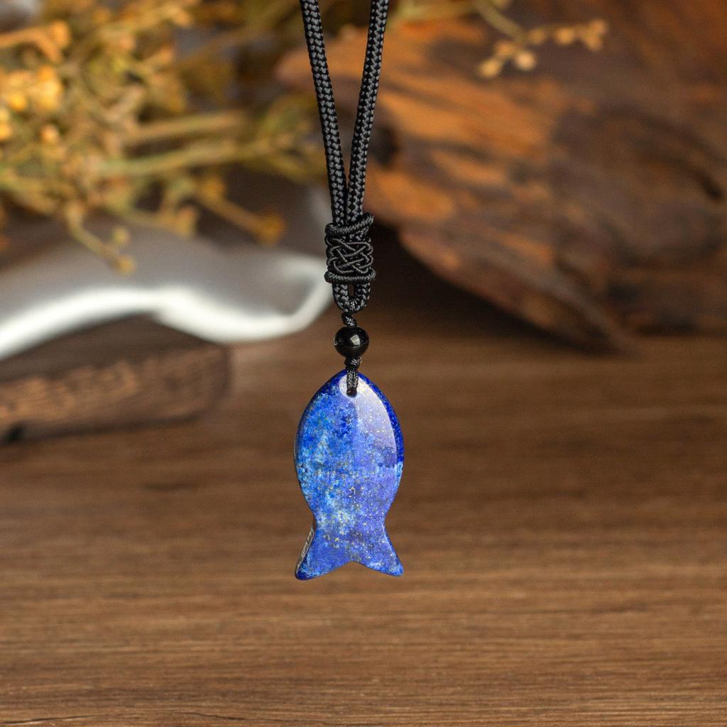 Natural crystal pendant, pink crystal, Dongling, woven fish brand necklace, jewelry