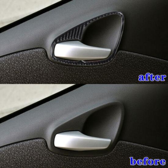 Carbon Fiber Car Interior Door Handle Frame Cover For Benz Smart Fortwo 2011-15