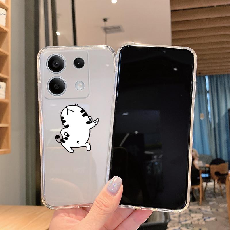 Měkké silikonové průhledné pouzdro s kresleným vzorem pro Xiaomi Redmi Note 13 Pro Poco C65 Samsung A55 A35 M35 S24 iPhone Ochranný kryt proti nárazu