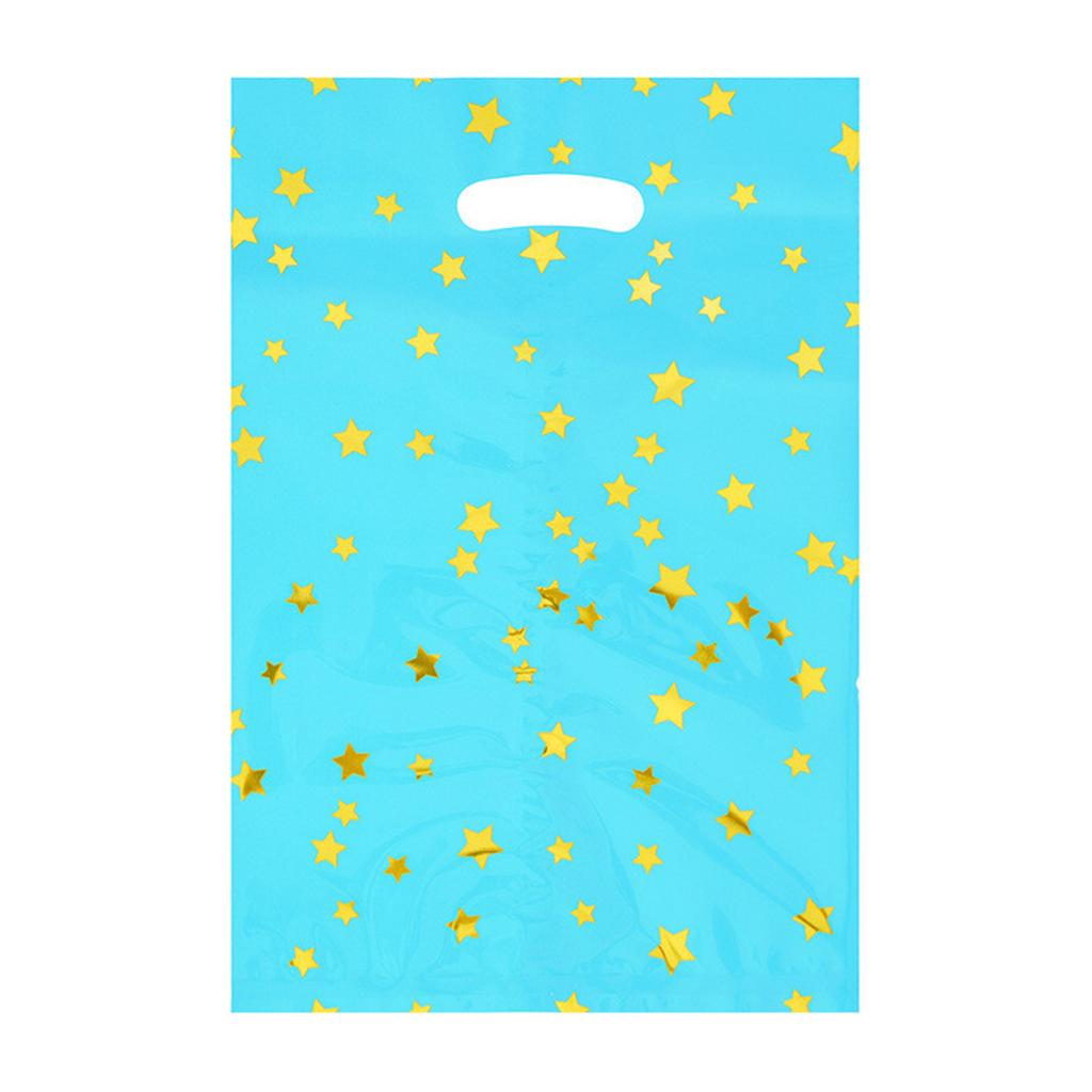 Party Favor Bags with Star Pattern Aluminum Foil Material Durable Handle Cutout for Gift Packaging and Event Use Multipurpose