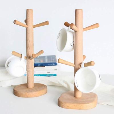 Holz 6 Haken Tassenhalter Baum Arbeitsplatte Kaffeetassenhalter Abnehmbarer Abtropf-Tassenhalter Kaffee Theke Bar Zubehör