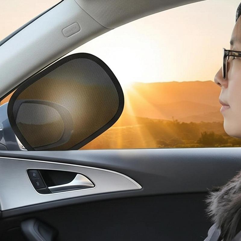 2pcs Mini Summer Car Sunshade Black Vinyl Fabric+mesh Sun Protection Car Window Curtain Auto Side Window Sunshade Cover